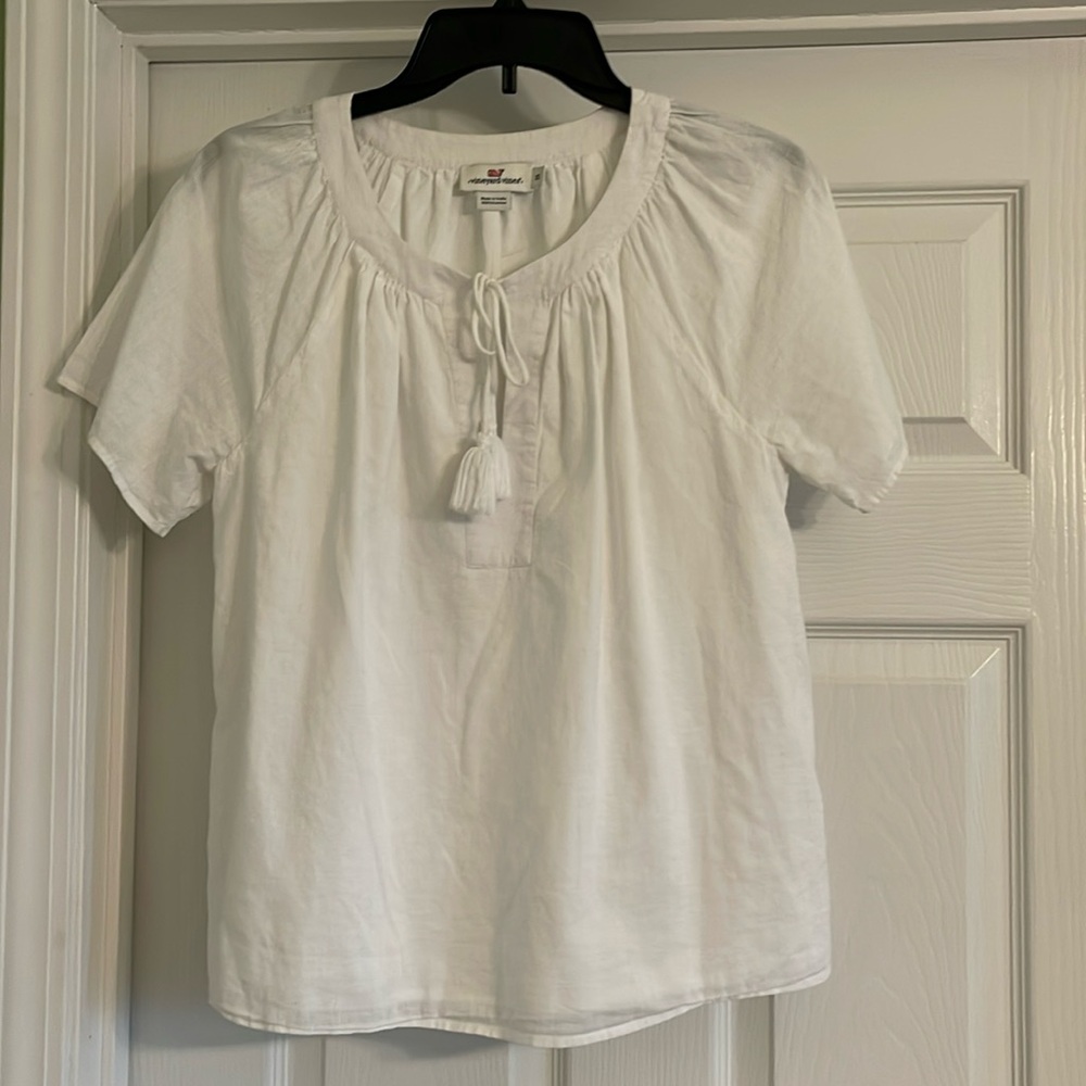 Vineyard Vines Women’s Cotton Tie Top Blouse-Size XS